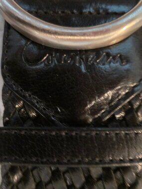 COLE HAAN Black Leather Braided Belt Size M 90s